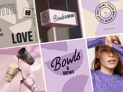 Bowls & Brews Branding and Packaging Design - Coffee Shop bowls brand identity branding brews coffee branding coffee packaging coffee shop cofffee design emblem illustration label logo logo design logotype packaging packaging design tea tea branding tea packaging