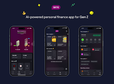 AI-powered personal finance app for GenZ ai animation design thinking gamification motion graphics personal finance product product design ui user experience user interface