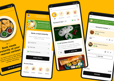 MR Canteen - Canteen Management Application android branding canteen food food booking graphic design green mobile application ui yellow