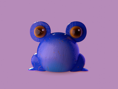 3D Blue Frog animation graphic design