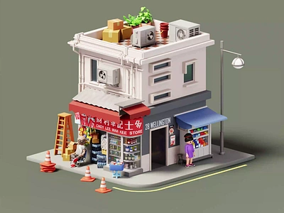 Street kiosks at 22 Wellington St. 3d 3d art 3d illustration animation animation character blender blender3d bus character grocery illustration is isometric kiosk lowpoly modeling motion graphics render store