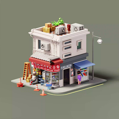 Street kiosks at 22 Wellington St. 3d 3d art 3d illustration animation animation character blender blender3d bus character grocery illustration is isometric kiosk lowpoly modeling motion graphics render store