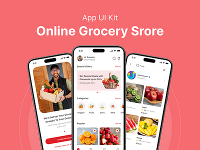 Online grocery store App UI design app ui app ui design application creativity design ecommerce grocery store hot product latest trend minimal minimal desing mockup ui ui kit ux