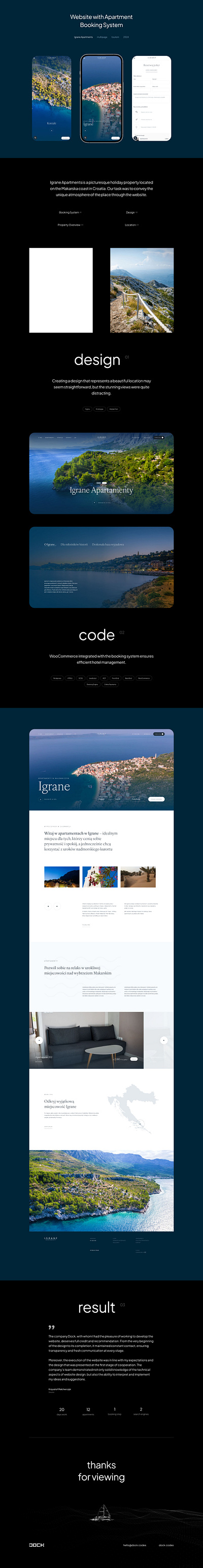 Website with Apartment Booking System blue booking croatia rental reservation system sea ui ux vacation webdesign