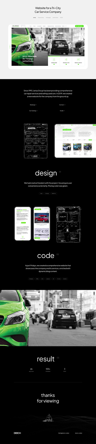 Website for a Tri-City Car Service Company automotive car cars contrast design green highlights ui ux webdesign white