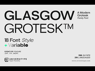 UT Glasgow Grotesk - A Modern Grotesk Family Font branding font graphic design illustrator logo type design typeface typography