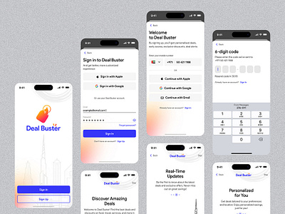 Deal Buster - Mobile App app development app ui branding creative design design inspiration e commerce app e commerce design interaction design log in screen mobile app design mobile app interface product design shopping app sign up screen typography ui design ux design web design