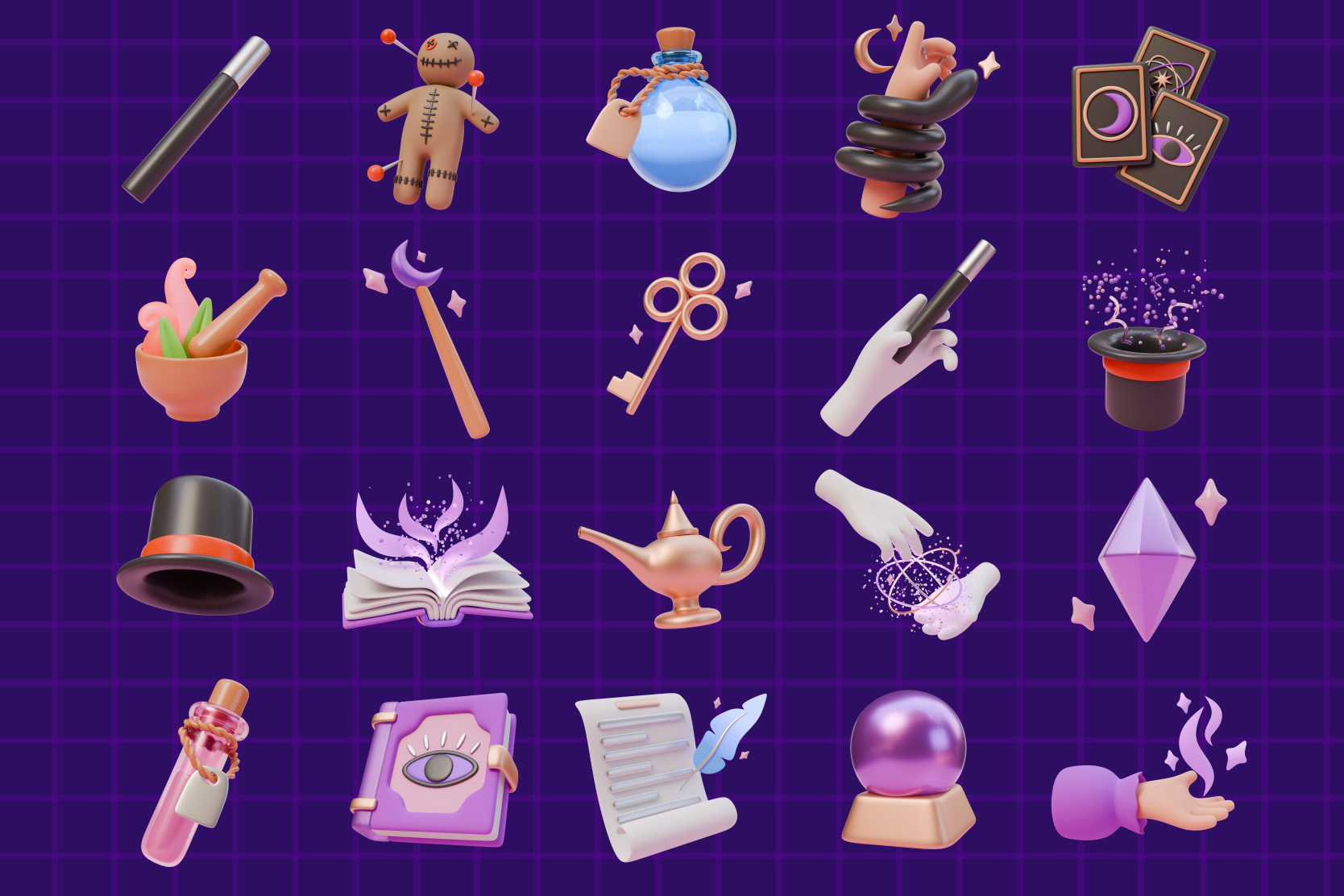Example of Stylized 3D Icon Set (10 Items)
