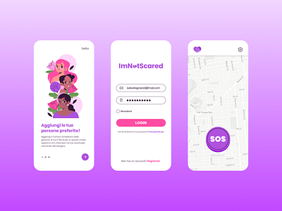 ImNotScared App Restyle against violence app design design digital art graphic design illustration ui women women empowerment