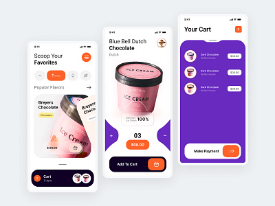 Ice Ccream App Design appdesign appui dailyui ecommerceui figmadesign foodappdesign icecreamapp minimaldesign minimalistui mobileapp neumorphism productdesign uiinspiration uiuxdesign uxtrends