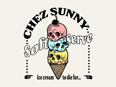 Soft Serve badge design ice cream illustration skull soft serve typography vector