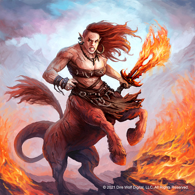 Kan, Censari General art artwork centaur character design digital direwolfdigital drawing eternal fantasy fire ill illustration photoshop