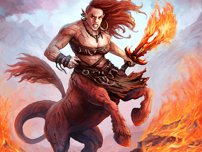 Kan, Censari General art artwork centaur character design digital direwolfdigital drawing eternal fantasy fire ill illustration photoshop