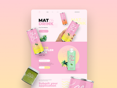 Landing page for matCHA drink beach drink figma food landing landingpage matcha summer sun tea webdesign вебдизайн еда лендинг матча напиток пляж солнце фигма чай