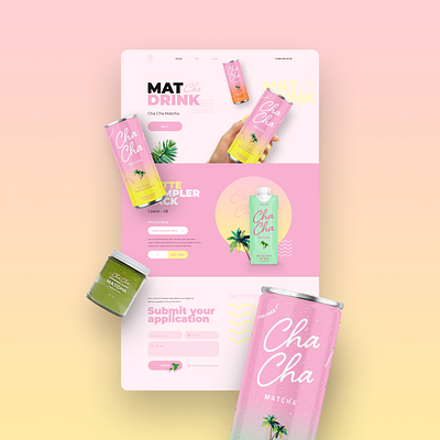 Landing page for matCHA drink beach drink figma food landing landingpage matcha summer sun tea webdesign вебдизайн еда лендинг матча напиток пляж солнце фигма чай