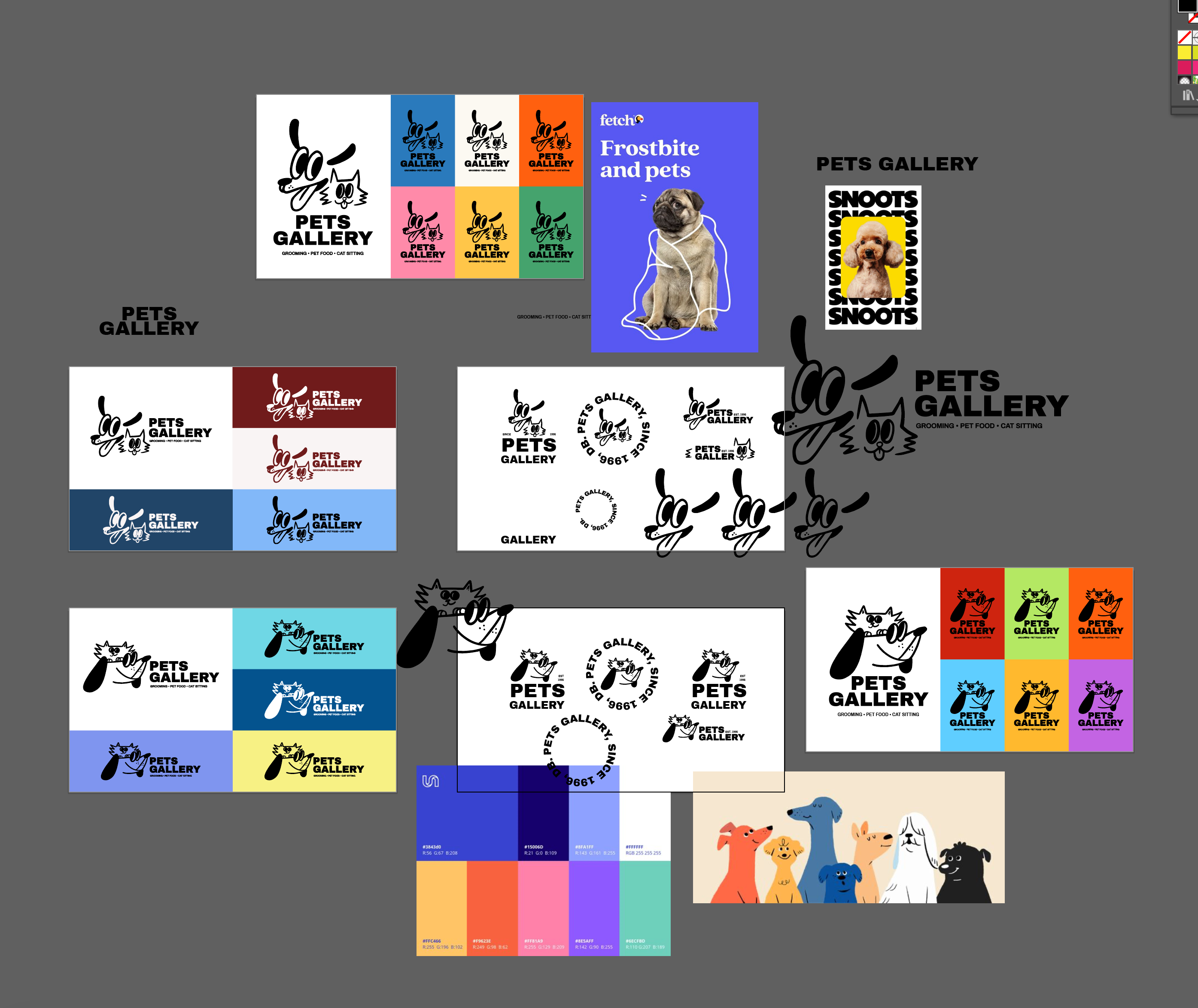 Pets Gallery Branding Behind The Scene Strategy Thinking Work animal brand brand book brand strategist brand work branding cartoon creative design drawing graphic design illustration mind map pets pets brand strategy thinking style ui