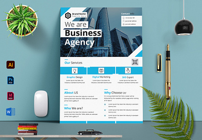 Corporate Business Agency Flyer Design Template a4 adobe illustrator branding business flyer corporate flyer design design design template editable flyer flyer design graphic design post