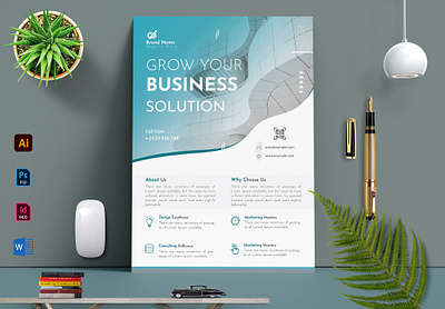 Business Solution Flyer Design Template 2025 a4 adobe illustrator branding business flyer design design design template editable flyer design graphic design poster