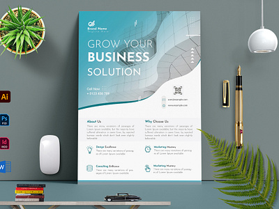 Business Solution Flyer Design Template 2025 a4 adobe illustrator branding business flyer design design design template editable flyer design graphic design poster