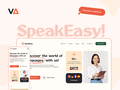 SpeakEasy: UI/UX Design | Language School Design appdesign courses design education figma graphic design language school logo platform ui ux web app website