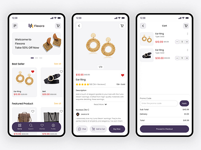 Flexora E-commerce Mobile App accessories app ecommerce fashion marketplace mobile online shop ui ux