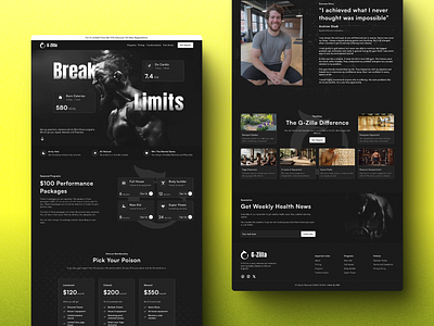 G-Zilla: Gym & Fitness Website figma fitness landing page fitness website framer gym website health website landing page ui ux web design website design