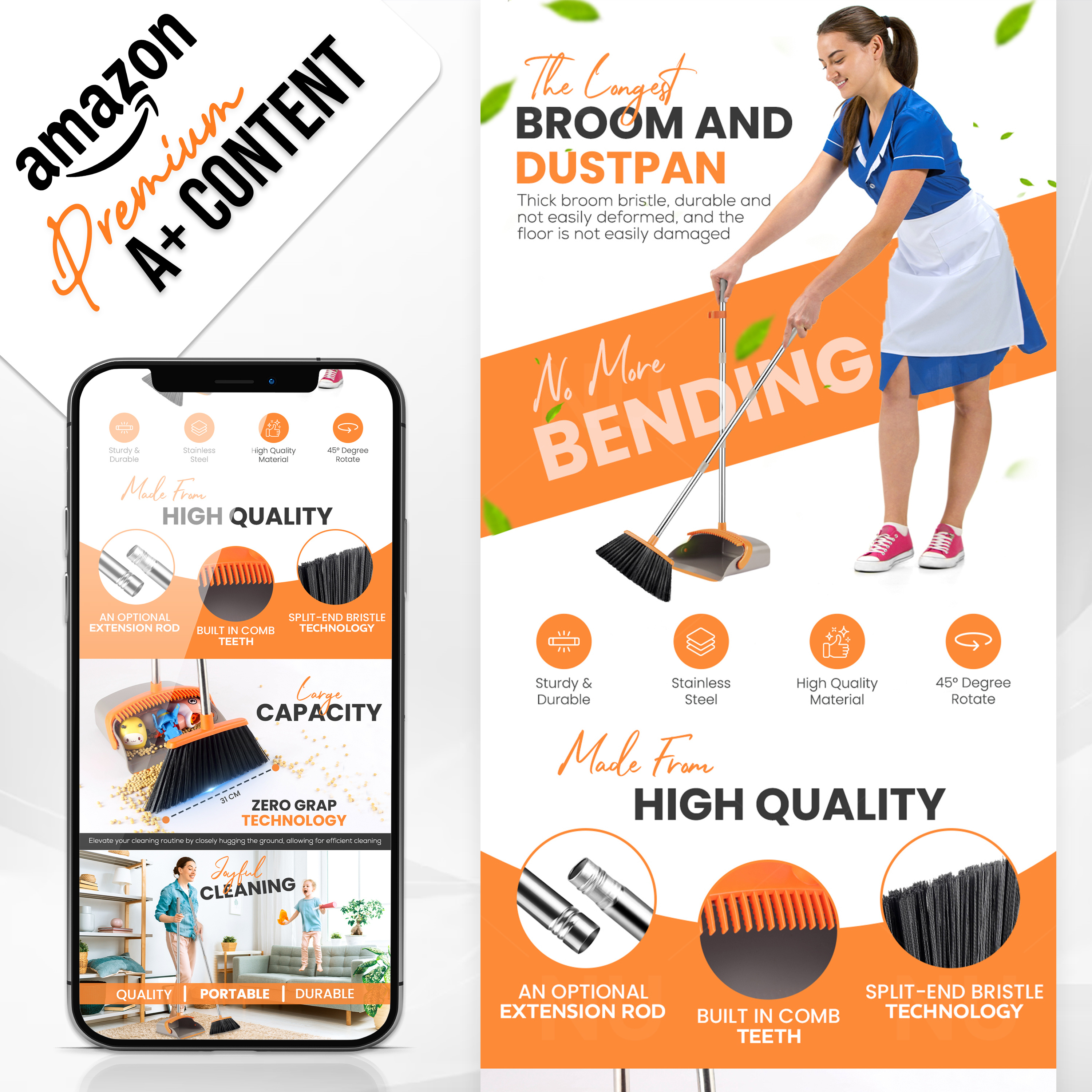 Premium Broom & Dustpan || A+ Content || Amazon a content amazon amazon a amazon a content amazon ebc amazon product ebc design enhance brand content