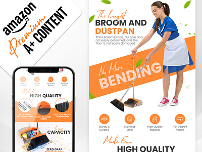 Premium Broom & Dustpan || A+ Content || Amazon a content amazon amazon a amazon a content amazon ebc amazon product ebc design enhance brand content