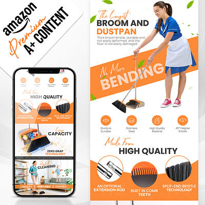 Premium Broom & Dustpan || A+ Content || Amazon a content amazon amazon a amazon a content amazon ebc amazon product ebc design enhance brand content