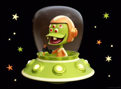 Happy alien 👽😃 3d 3d character designer alien cartoon character character design character designer cute metin seven space ufo