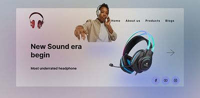 HeadPhone Page Design with animation animate app dsign branding design headphone ui ui ux web design