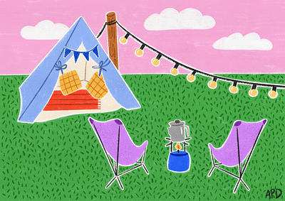 Summer camping art bespoke colours digital illustration drawing illustration procreate