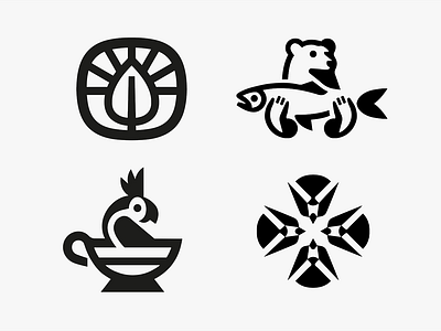 LOGO - COLLECTION - 2024 animals bear birds branding coffee cup design fish graphic design icon identity illustration leaf logo marks natural parrot sun symbol ui