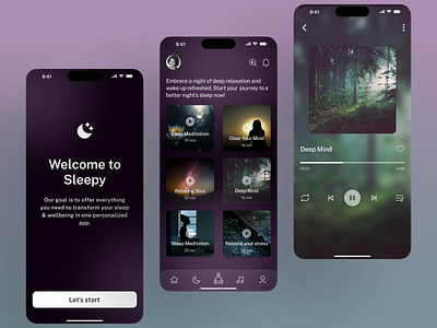 Meditation App for Better Sleep app design ui ux