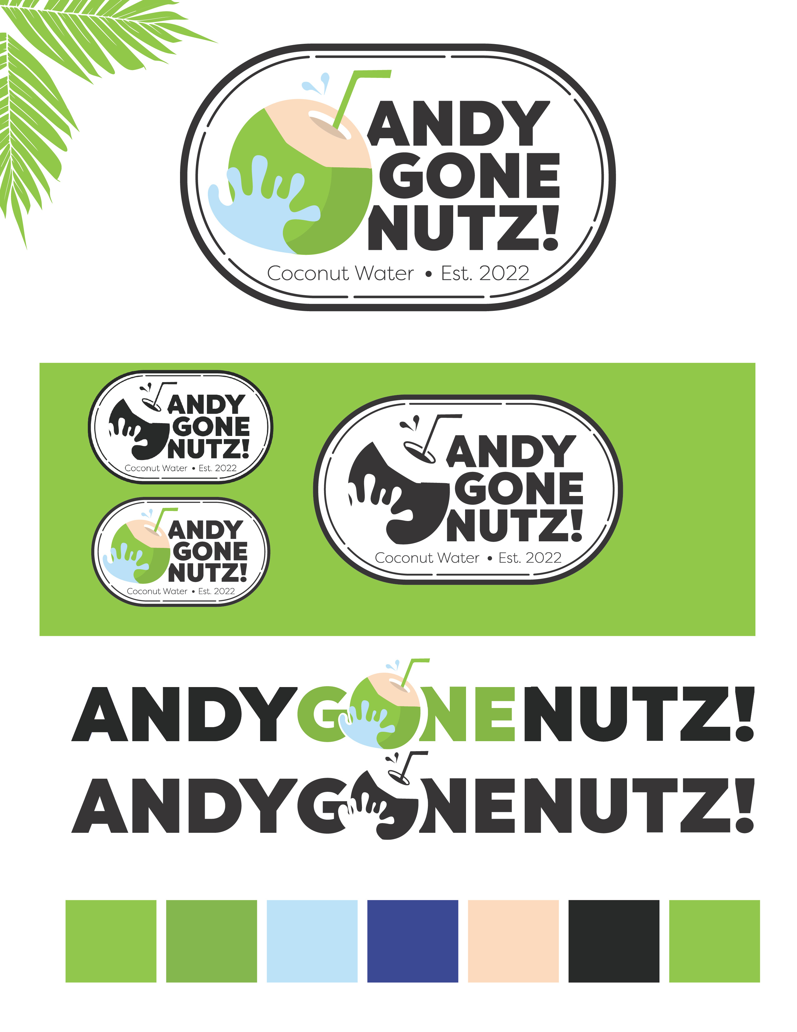 Andy Gone Nutz! (coconut water logo/branding) branding drawing graphic design illustration logo vector