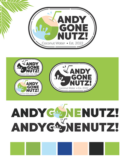 Andy Gone Nutz! (coconut water logo/branding) branding drawing graphic design illustration logo vector