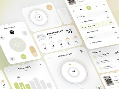 Widget set for smart home mobile app app design application design climate control control app dashboard control home automation mobile app mobile app design mobile application remote control saas smart device smart hause smart home smart home app smart home mobile app smart house smart security ui designer weather app