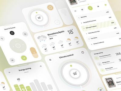 Widget set for smart home mobile app app design application design climate control control app dashboard control home automation mobile app mobile app design mobile application remote control saas smart device smart hause smart home smart home app smart home mobile app smart house smart security ui designer weather app