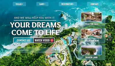 Bali real estate Website design figma landing landingpage travel traveldesign ui ui design web webdesign webdesigner website