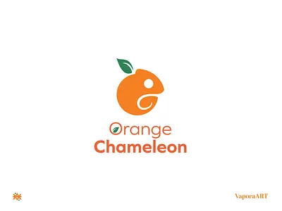 Orange Chameleon - Logo animal branding chameleon design fruit graphic design green illustration leaf logo logo desing original vector