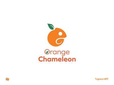 Orange Chameleon - Logo animal branding chameleon design fruit graphic design green illustration leaf logo logo desing original vector