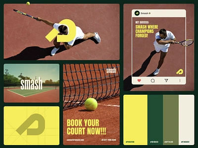 Smash- Tennis Brand Identity brand design brand guideline brand identity design branding brandmark creative graphic design letter s logo logo logo design logo mark poster smash sport sport branding sports tennis tennis academy tennis game typo