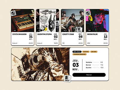 🎷 Concert venue agenda calendar cards concerts design event events figma ui webdesign