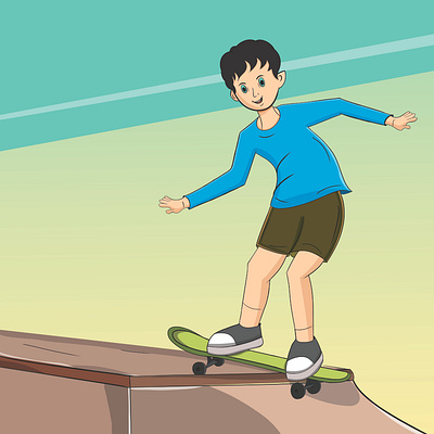 Boy riding skateboard in skate park illustration adobe photoshop digital drawing illustration illustration drawing skating skating ride vector vector illustration