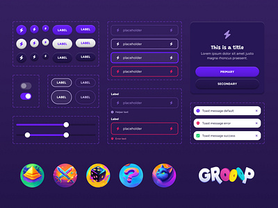 🕹️ Grooop app application cards clean colorful design figma games mobile mobile application profile ui