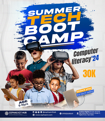 Summer Boot Camp akintunde boot camp branding cephas computer creativity design flyer graphic design hemarez literacy logo michael oluwatimileyin summer tech typography vector