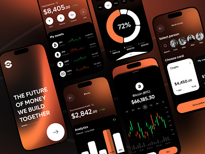 Crypto service - Mobile app app bitcoin crypto crypto currency crypto exchange design mobile mobile design ui ux wallet