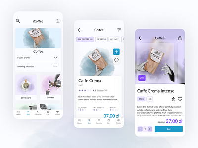 Coffee E-commerce App app coffee design e commerce e commerce app figma illustration mockups ui ui design ux ux ui design