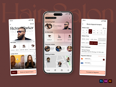 Modern Hair Salon App Design Concept 📲 app design app development barber barber app barber shop beauty salon hair hair care hair cut hair dresser hair spa hair stylist man care mobile app salon salon app salon app design salon booking app salon services treatment