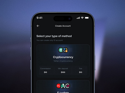 Deposit Method Selection app crypto deposit exchange finacial fintech wallet